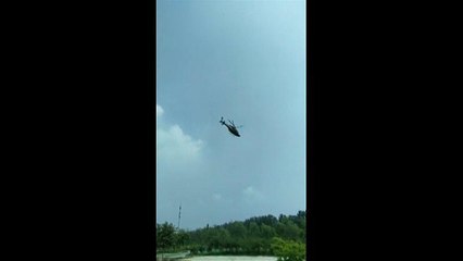 شاهد لحظة سقوط وتحطم مروحية في بكين