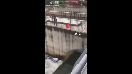 Cet homme pêche des poissons avec... un parapluie !