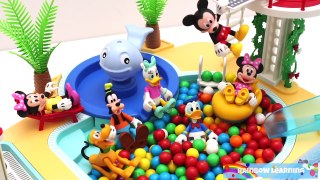 Learn Colors for Kids Video Mickey Mouse Clubhouse have Fun with Gumball Pool and Slides