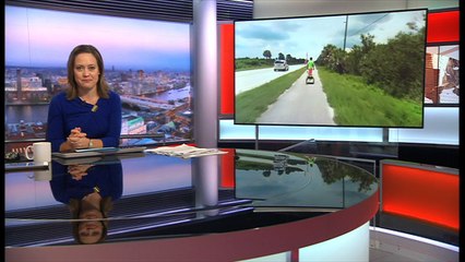 A French man is trying to travel the world on an electric skateboard