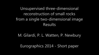 Unsupervised 3D reconstruction of small rocks from a single 2D image - Eurographics 2014