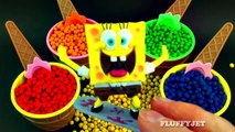 Learn Colors for Children with Play Doh Dippin Dots Surprise Toys Spongebob Angry Birds