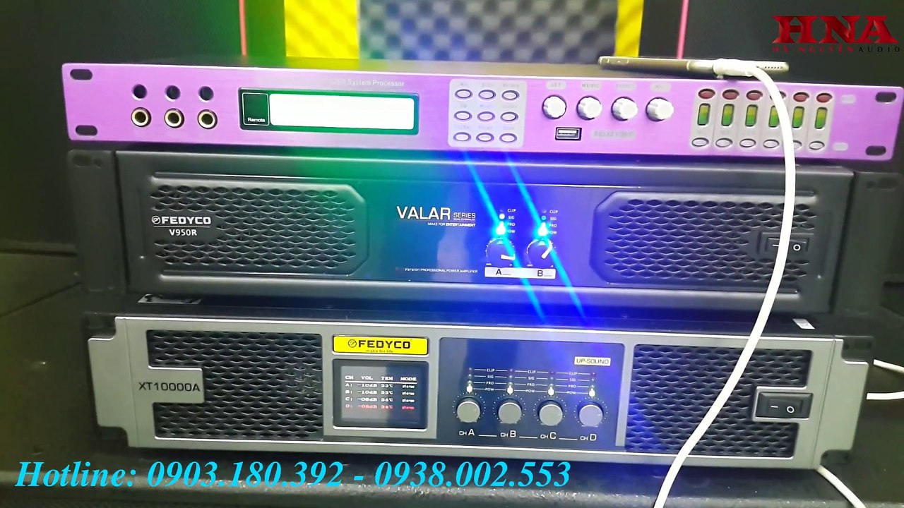 Dàn Âm Thanh Cao Cấp ND Loa SUB 5 Tấc Đôi và cục đẩy công suất FEDYCO XT10000A + đẩy âm thanh V950R