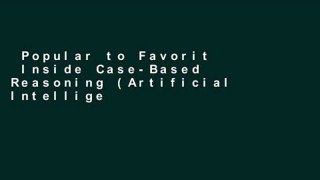 Popular to Favorit  Inside Case-Based Reasoning (Artificial Intelligence Series)  Review