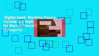 Digital book  Working Papers, Volume 2, Chapters 16-27 for Warren/Reeve/Duchac s Managerial