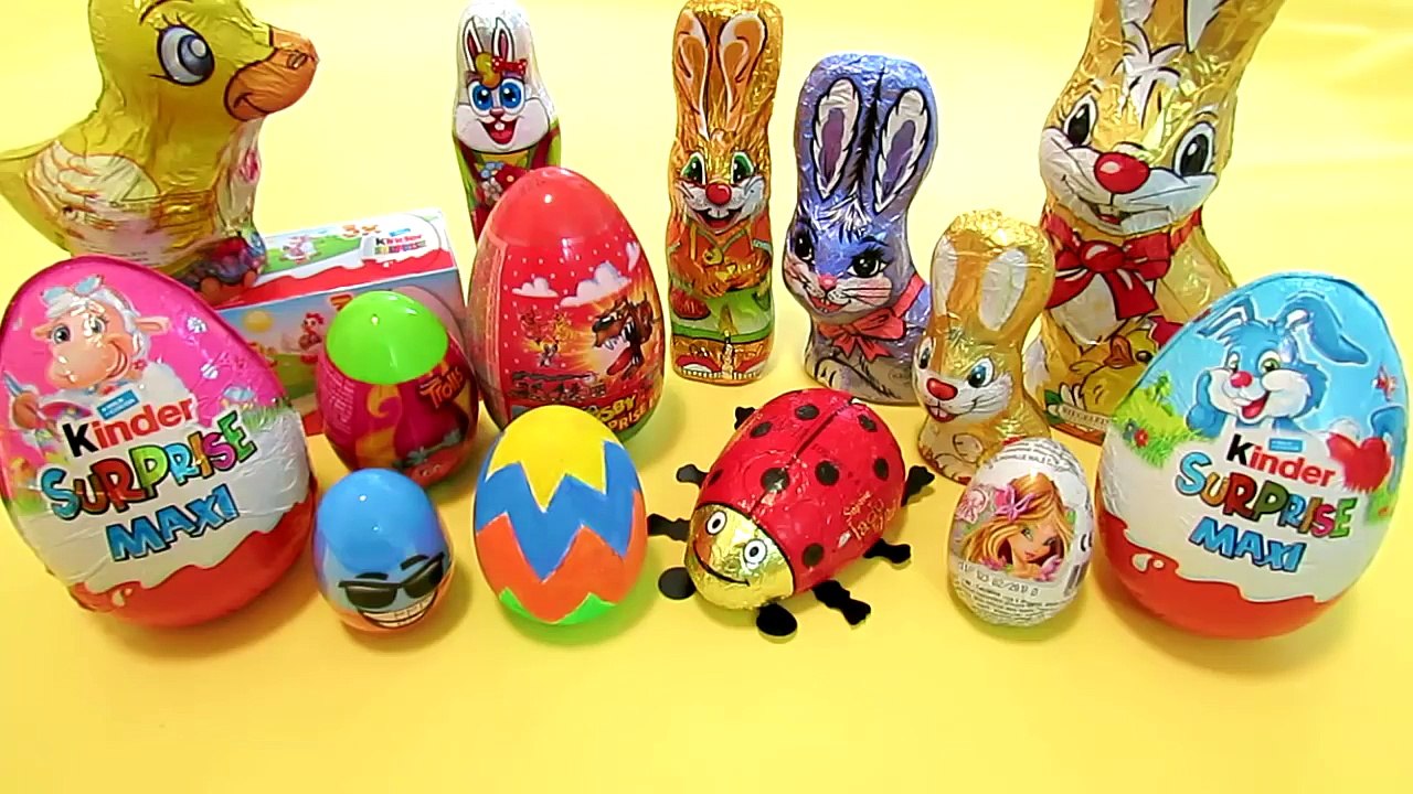 Easter surprise eggs and bunnies Kinder chocolate toys Easter christmas santa surprises fo