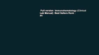 Full version  Immunohematology (Clinical Lab Manual)  Best Sellers Rank : #4