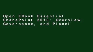 Open EBook Essential SharePoint 2010: Overview, Governance, and Planning (Addison-Wesley Microsoft