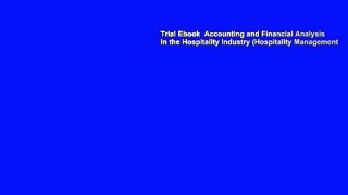 Trial Ebook  Accounting and Financial Analysis in the Hospitality Industry (Hospitality Management