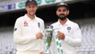 India vs England 1st test: Virat Kohli, Joe Root unveils Match Trophy | वनइंडिया हिंदी