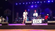 Kenneth 'Vibrating Scakes' Alleyne performing 'Miss Carival' in the first round of the Calypso finals at Victoria Park