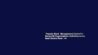 Popular Book  Management Control In Nonprofit Organizations Unlimited acces Best Sellers Rank : #4