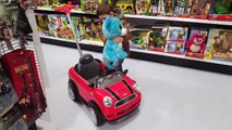 Little Boy Driving Red Mini Cooper Toy Car For Kids / Toys R Us Toy Store Full Compilation