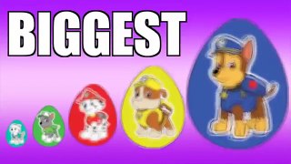New Chase Paw Patrol Marshall Rubble Rocky Surprise Eggs | Teaching Sizes From Smallest To