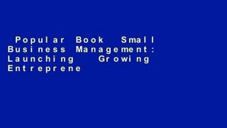 Popular Book  Small Business Management: Launching   Growing Entrepreneurial Ventures (Mindtap