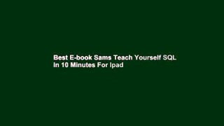 Best E-book Sams Teach Yourself SQL in 10 Minutes For Ipad