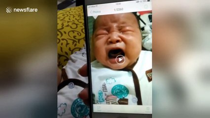 Baby stops crying when he is given his own medicine