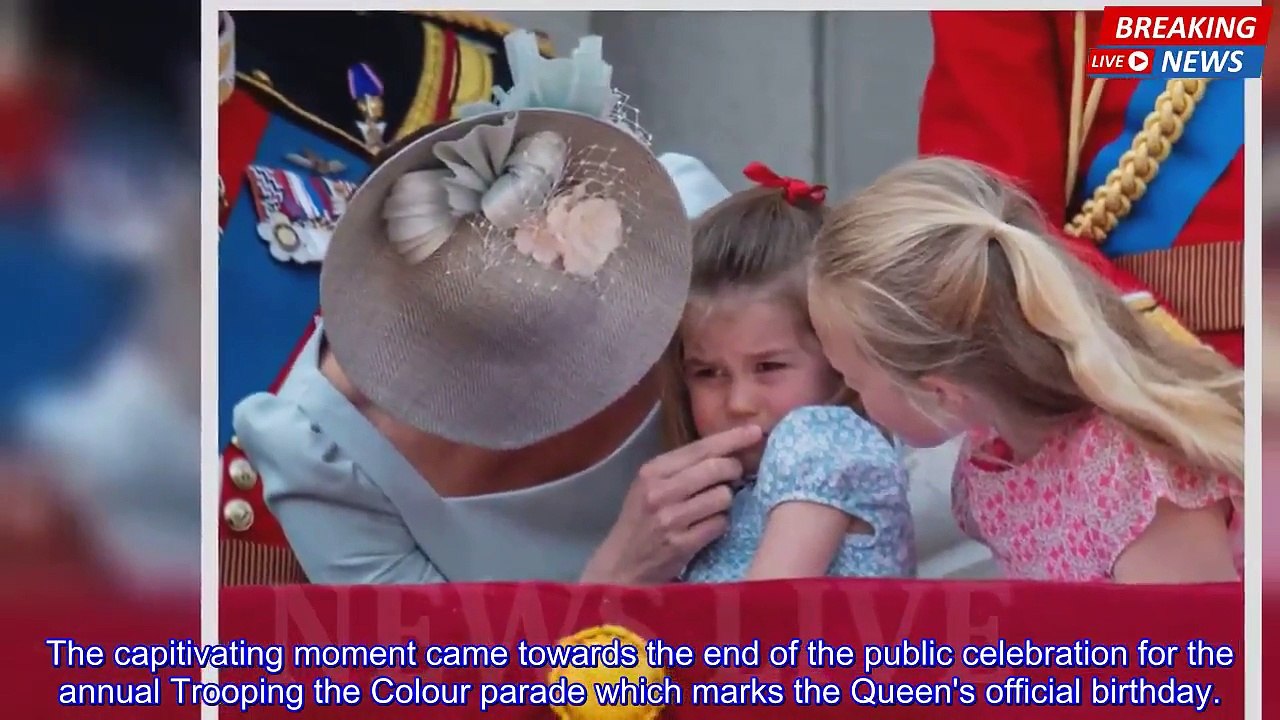 Trooping the Colour: Princess Charlotte taps along to national anthem next to Royal Family