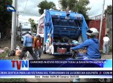 Nuevos camiones recolectores de basura comienzan a recorrer los barrios de Managua.