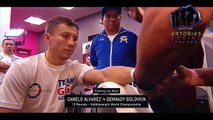 (RAW FOOTAGE) Canelo Alvarez Infamous Hand Wraps Against Golovkin #CaneloGGG2