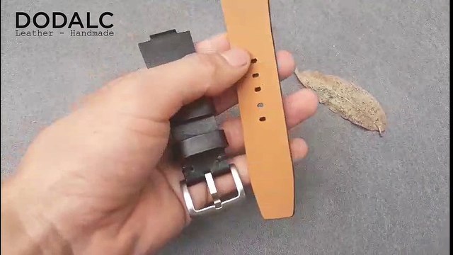 Dây da đồng hồ handmade 018 – Dây da đồng hồ Handmade da bò xịn màu đen