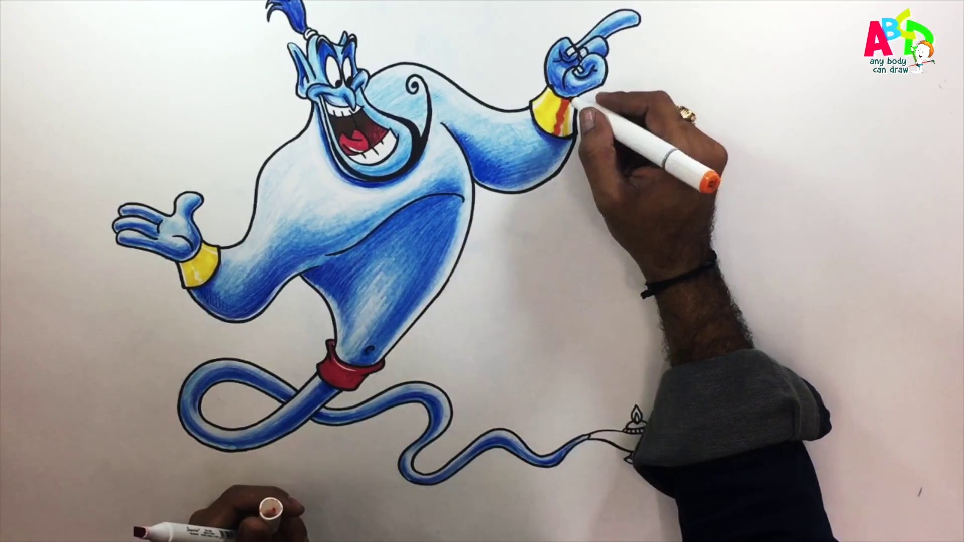 How to Draw Aladdin’s Genie II Learn to draw \u0026 Color Genie in easy steps  #abcdanybodycandraw, image size:1920x1080