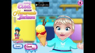 Frozen Games Baby Elsa Cooking Homemade Icecream | Disney Frozen Movie Cartoon Game for Ki