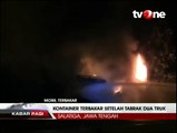 Truk Trailer Terbakar Usai Tabrakan