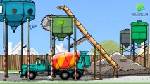 Cars & Trucks Cartoons for children Cement Truck with Excavator Crane Kids Cartoon
