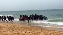 【Video】A vessel filled with over 30 illegal migrants landed on a Spanish beach on Friday, while being pursued by a police boat. The migrants quickly scattered a