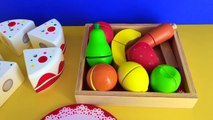 Wood toy birthday cake toy cutting velcro wood fruits and vegetables shiny colorful wood t
