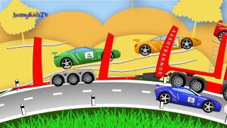 Big Rig Car Carrier Teaching Colors Learning Colours Video for Children