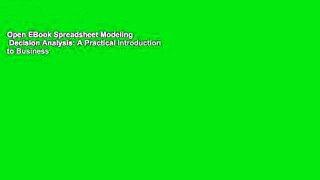 Open EBook Spreadsheet Modeling   Decision Analysis: A Practical Introduction to Business