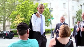 President Obama Walks The Washington Mall