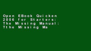 Open EBook Quicken 2006 for Starters: The Missing Manual: Tthe Missing Manual (Missing Manuals)