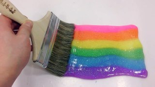 How To Make Rainbow Paint Color Glitter Slime Clay Learn the Recipe DIY 무지개 반짝이 액체괴물 만들기 흐
