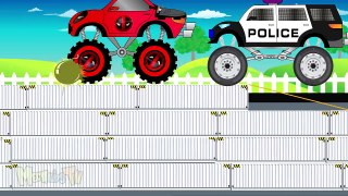 Police Truck Vs Deadpool Truck Monster Trucks For Children Video For Kids