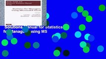 Popular to Favorit  Student Study Guide   Solutions Manual for Statistics for Managers using MS