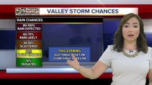 Sizzling hot day in the Valley with threat of storms