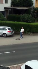 Drunk Man Can’t Walk Straight For The Strong Wind