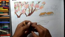 How to draw Spring Season Scenery step by step with oil pastels ( 174 )