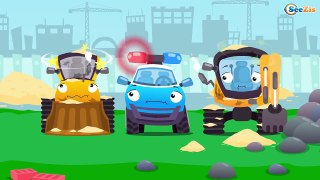 The Bulldozer and The Excavator Construction Trucks Cartoon World of Cars for children