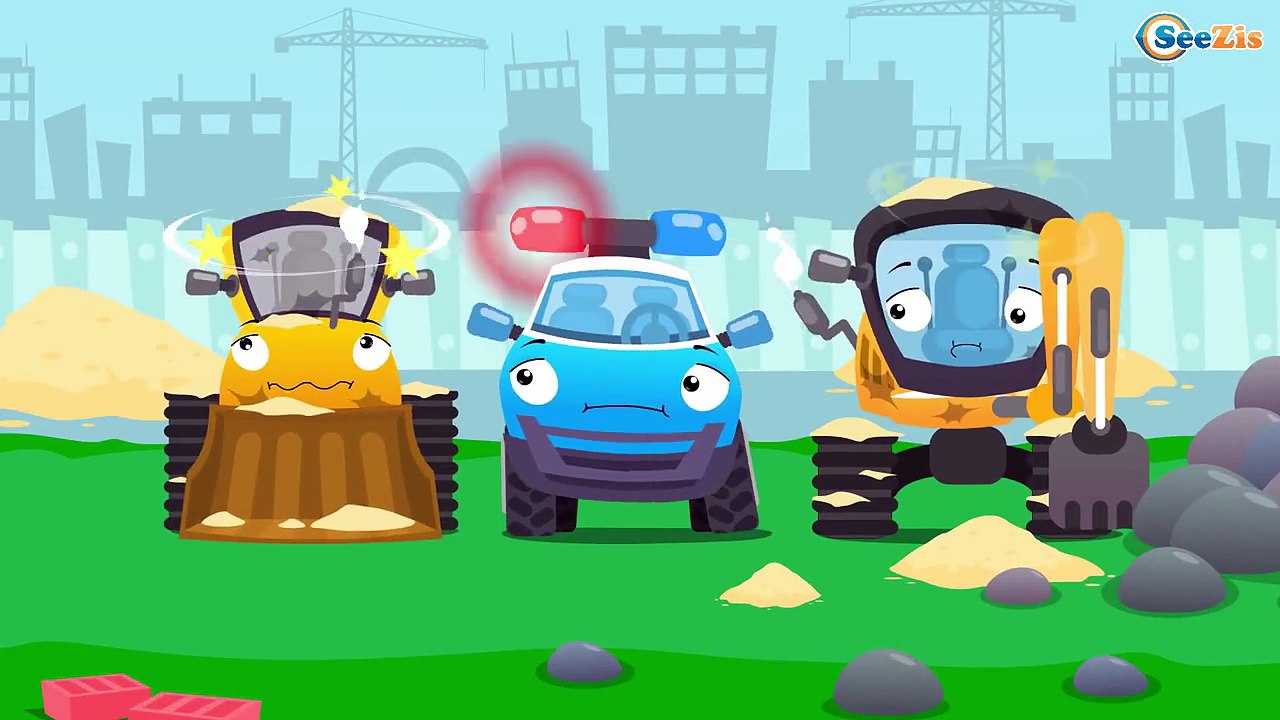 The Bulldozer and The Excavator Construction Trucks Cartoon World of Cars for children