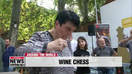 Georgian chess masters face off with wine glasses
