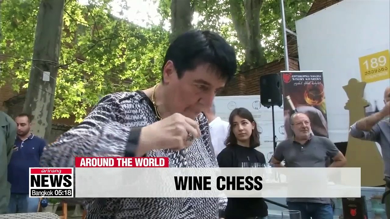 Georgian chess masters face off with wine glasses
