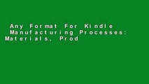 Any Format For Kindle  Manufacturing Processes: Materials, Productivity, and Lean Strategies