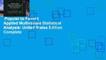 Popular to Favorit  Applied Multivariate Statistical Analysis: United States Edition Complete
