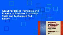 About For Books  Principles and Practice of Business Continuity: Tools and Techniques 2nd Edition
