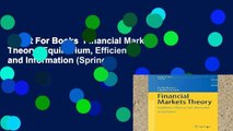 About For Books  Financial Markets Theory: Equilibrium, Efficiency and Information (Springer