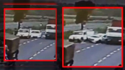 Download Video: Speeding car collides with pick up vehicle on NH-08, CCTV Footage Viral | Oneindia News